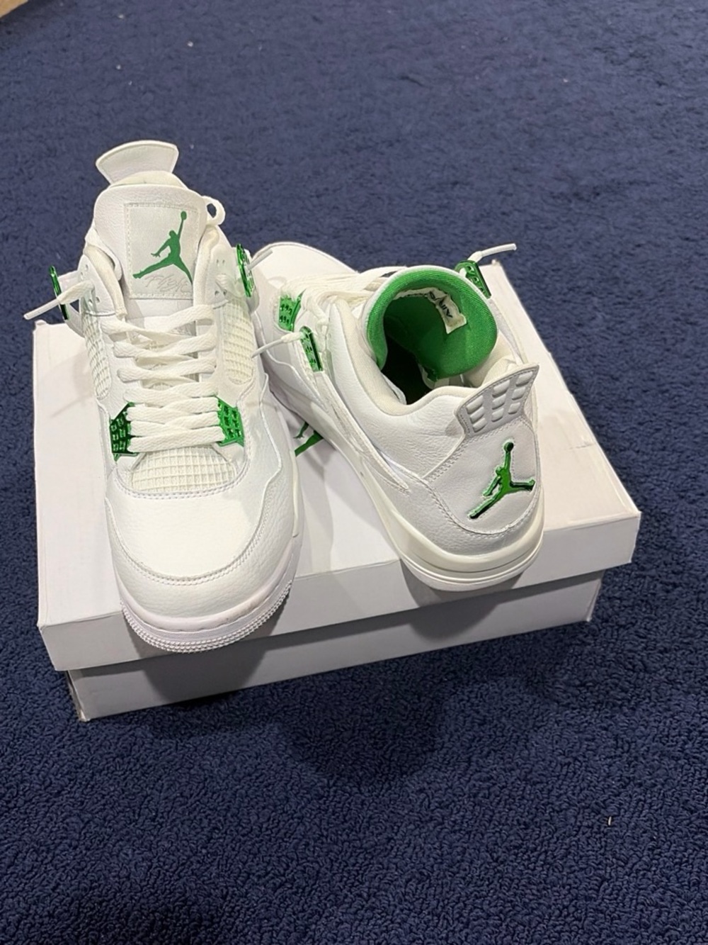 Jordan White Sneakers with Green Accents